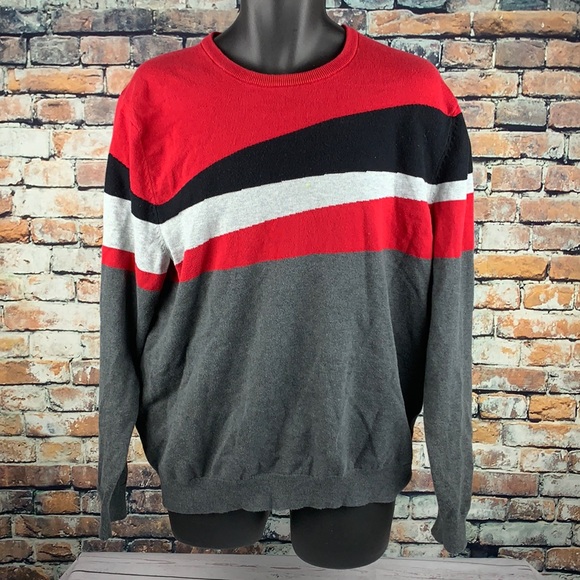 Alfani Other - Alfani red & gray L/S crew neck sweater size XL